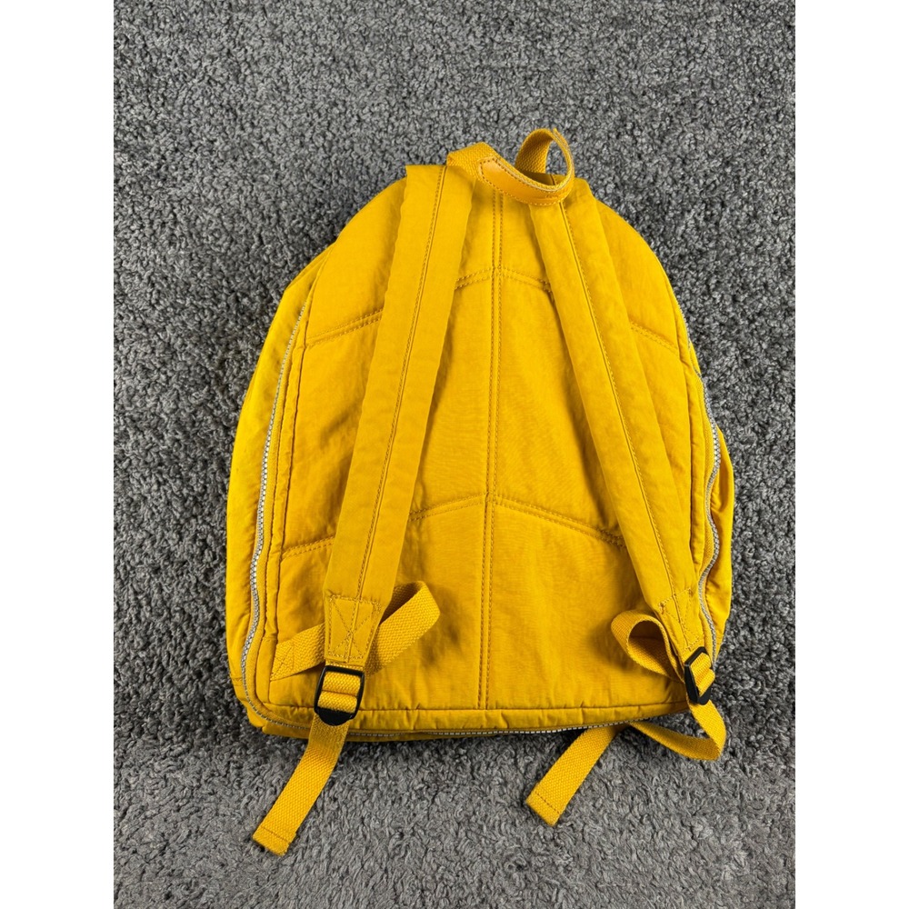 Kipling Seoul Small Backpack Yellow Crinkle Nylon Bookbag BP4414-2WY w Keychain - Picture 8 of 8